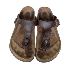 BIRKENSTOCK Gizeh Leather Thong Cork Sandals Brown 41
